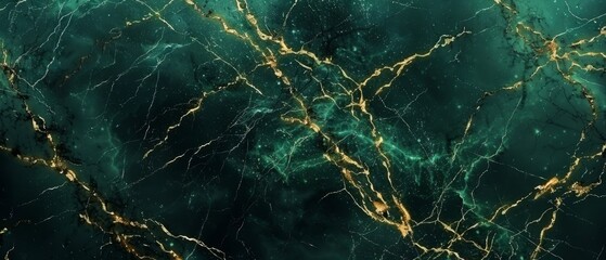 Emerald Green And Gold Marble Texture