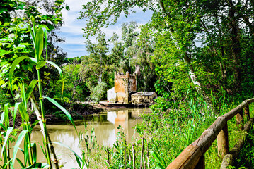 Algarrobo flour mill next to the banks of the Guadaira River, within Oromana Park in Alcalá de Guadaira, Seville	