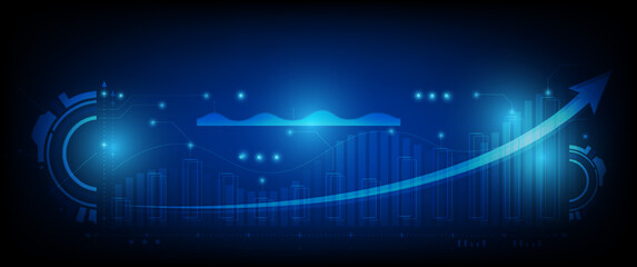 Stock market investment trading graph in graphic concept suitable for financial investment or Economic trends business idea on blue background. Vector illustration design.	
