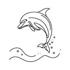 Monoline drawing of a Cute Dolphin in continuous black stroke, minimal and modern