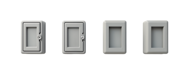 A set of four gray electrical switches