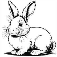 black rabbit on white background