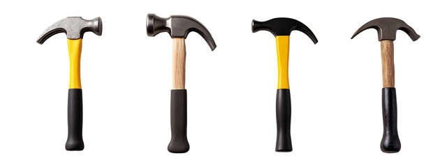 A set of four different types of hammers