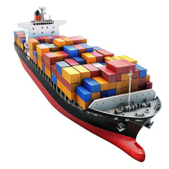 Large container ship transports colorful cargo across the ocean for global commerce and efficient product delivery