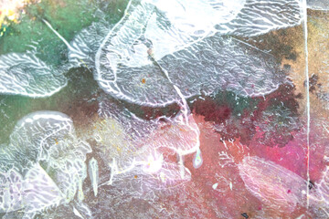 Thick Textured Abstract Acrylic Paint Lines, Swirls and Brush Strokes and Vibrant Splatters Liquid Background