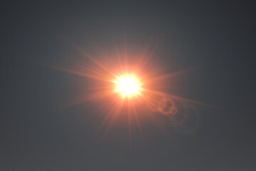 Glowing light effect of explosion. Flash of stars and rays, shine, sparks, lens.