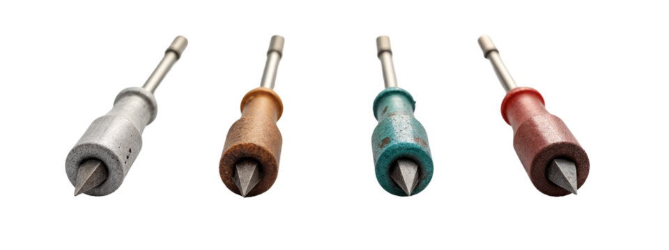 A set of four different colored screwdrivers