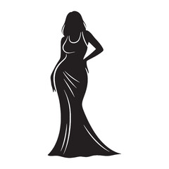 curvy Woman Silhouette Illustration – curvy woman vector - curvy lady silhouette - curvy lady vector

