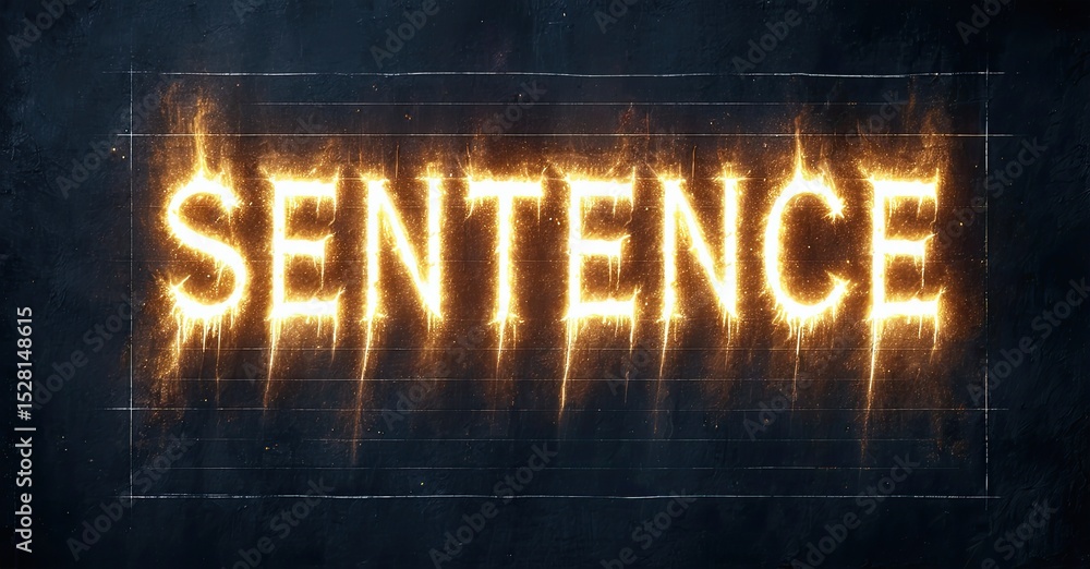 Poster bright word sentence glows intensely against dark textured background. rectangular frame surrounds f