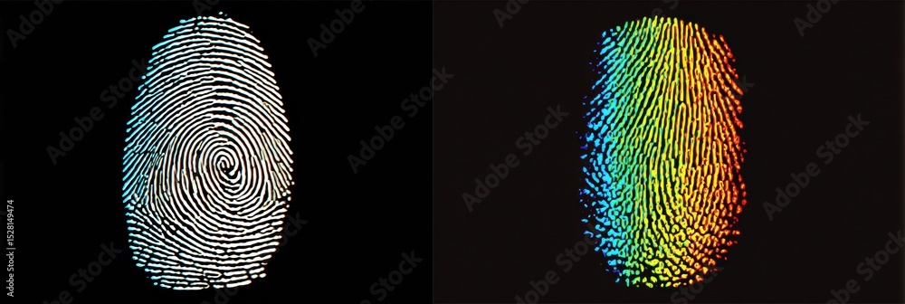 Poster Animated Fingerprint Scan Indicating a Potential Scam Website Danger With Minimal Right Margin Design