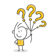 Strichfiguren / Strichm&auml;nnchen: Fragen, Fragezeichen, Luftballons. (Nr. 853)