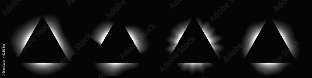 Poster set of triangle illuminate light frames