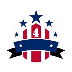 fourth of july banner vector art silhouette