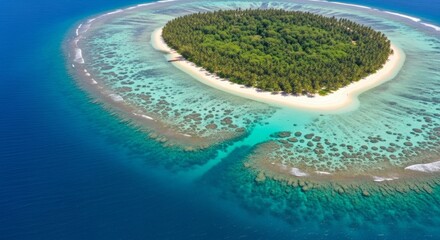 Secluded Tropical Island Paradise Lush Greenery, Pristine Beaches, and Vibrant Coral Reefs