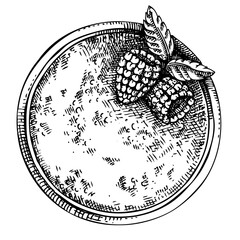 Creme brulee hand drawn illustration, French food sketch⁠
