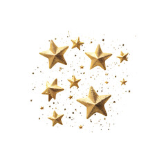 Obraz premium Sparkling Golden Stars on transparent background: Celebration, Christmas, Festive Season.