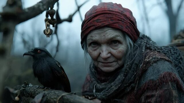 Baba Yaga complex nature: wise witch, forest mystery, dangerous guide, protective power, Slavic stories, magical knowledge, mythological figure, folklore icon, chicken leg hut, terrifying wisdom