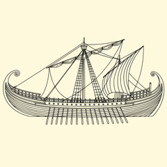 High-Contrast Ancient Naval Vessel