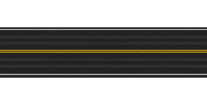 Asphalt road png. Black asphalt road with double yellow dividing lines isolated on a transparent background
