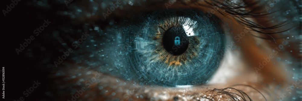 Aufkleber Secure Vision Data Represented by an Eye Within a Digital Padlock Highlighting Technological Advancements in Privacy and Security Measures