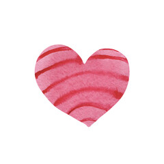 Watercolor pink textured striped watercolor heart hand painted for design