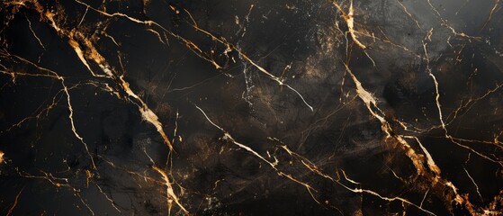 Black Marble Stone With Golden Veins
