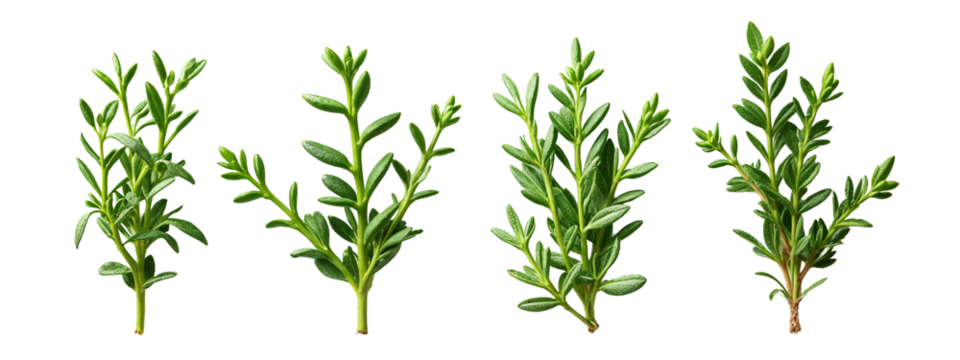 A set of four different views of a plant with green leaves.