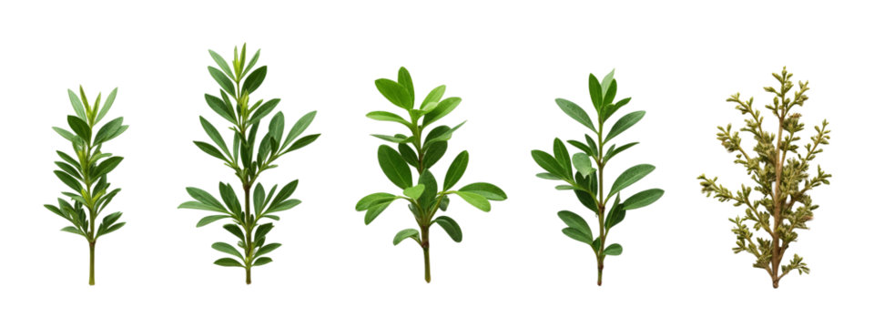 A set of four different types of leaves