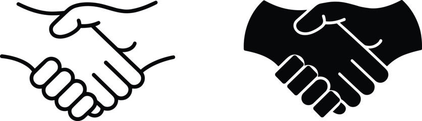 Minimalist Handshake Icon: Simple Agreement and Partnership Symbol for Logos, Branding, and UI Design