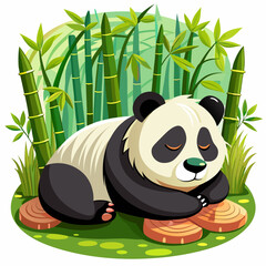 slepping panda and bamboo
