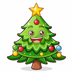 happy christmas tree vector illustration