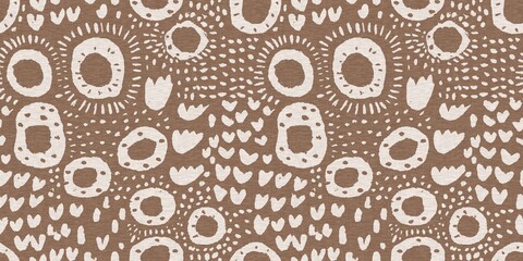 Calm scribble shape minimal shape seamless border pattern. Gender neutral baby floral natural brown linen banner background. Scandi style sketch doodle wash tape edging trim. 