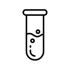 Test tube containing liquid with bubbles in minimalistic style  