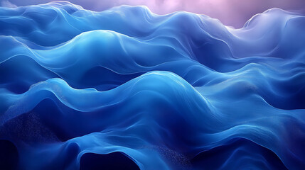 Obraz premium Abstract Blue Wave Landscape Serene Digital Art