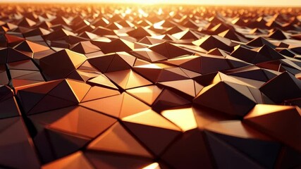 Abstract geometric triangular polygons with golden lighting creating a modern textured design and background for various applications. - Powered by Adobe