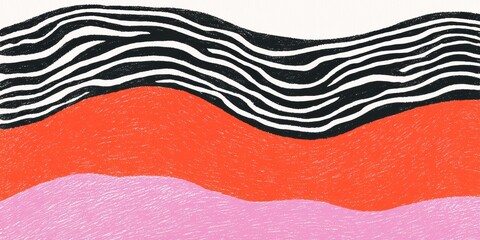 Vintage Abstract Groovy Pattern with Wavy Lines and Pastel Colors for Wallpaper