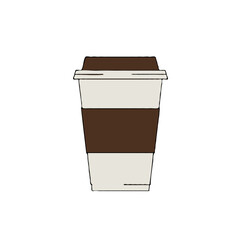 Minimalist illustrated disposable coffee cup in brown and beige colors for takeout drinks 