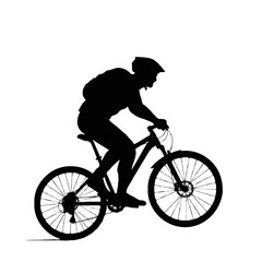 Fototapeta premium Active silhouette of a cyclist riding a mountain bike 