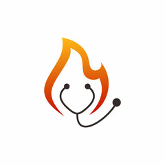 Obraz premium Modern Flat Fire Stethoscope Health Care Medical Logo Icon Design