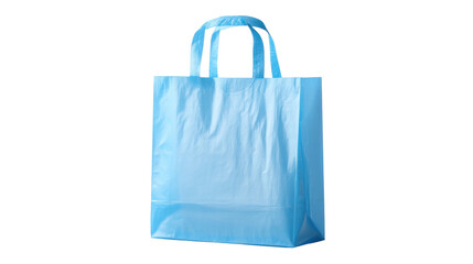Blue bag made of plastic with handles transparent background, empty and isolated, suitable