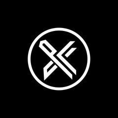 Minimalist Geometric Circular Logo Design with Letter X and F