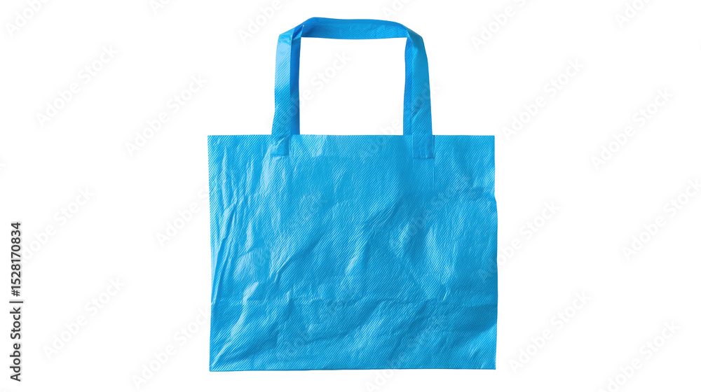 Poster blue plastic bag isolated on transparent background with empty space for text or design
