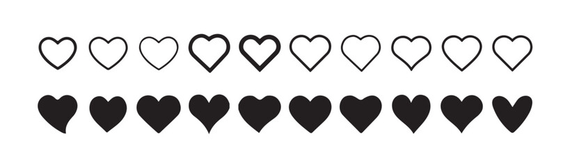 Black Love icon vector art illustration on white background,Heart icons, set of black love icons set, romance or valentine's day, Collection of heart illustration with different style.
