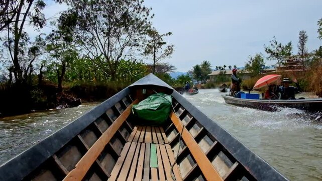 Kayaking through the Inle Lake canals, Myanmar