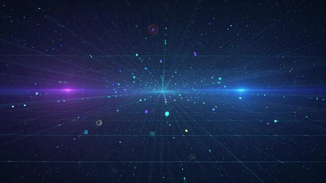 A mesmerizing video background featuring an infinite quantum particle field.