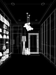 3d rendering of interior walk-in closet room