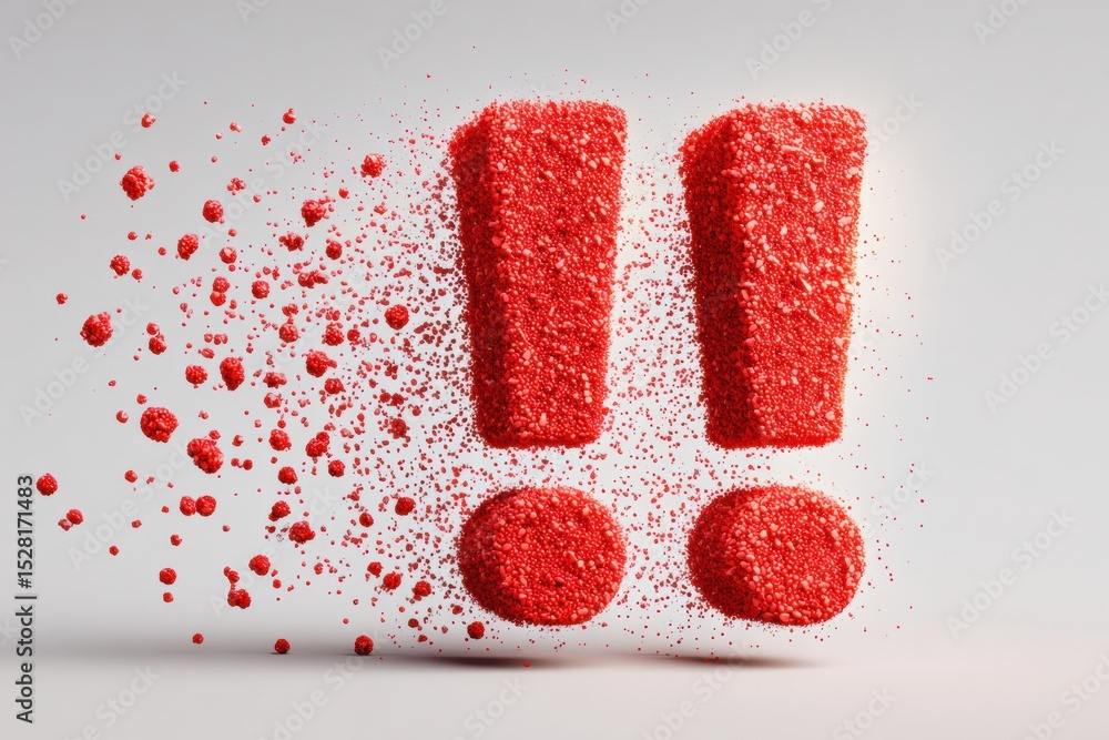Poster Bold Red Exclamation Marks Against a Neutral Backdrop Convey Urgency and Importance in an Abstract Design