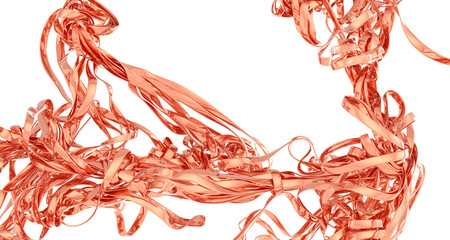 Abstract image of rose gold metallic streamers. Perfect for backgrounds, textures, and festive designs.