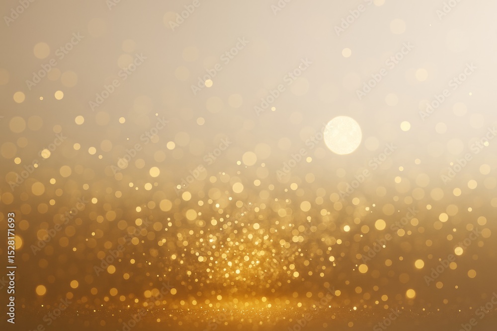 Poster Golden festive bokeh background with glowing light particles and soft gradient perfect for celebration or holiday concept graphic design scene.