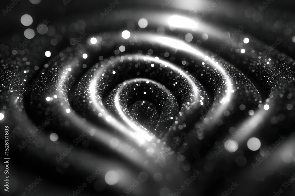 Poster intricate wave patterns create mesmerizing light effects in a dark space